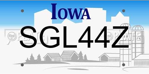 SGL44Z Iowa License Plate