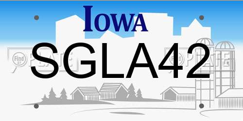 SGLA42 Iowa License Plate