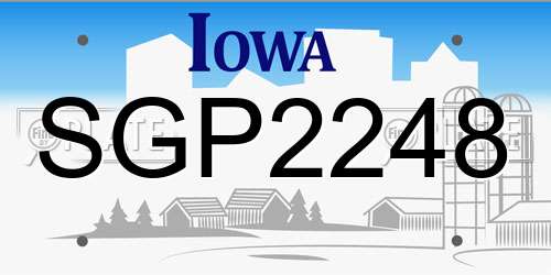 SGP2248 Iowa License Plate