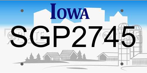 SGP2745 Iowa License Plate
