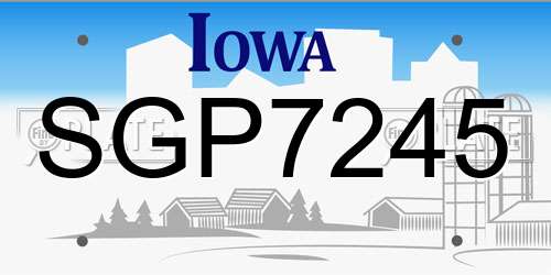 SGP7245 Iowa License Plate