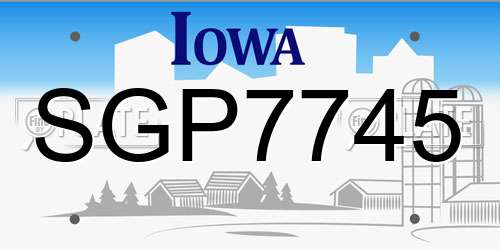 SGP7745 Iowa License Plate