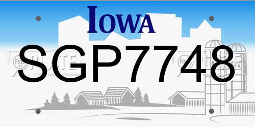 SGP7748 Iowa License Plate