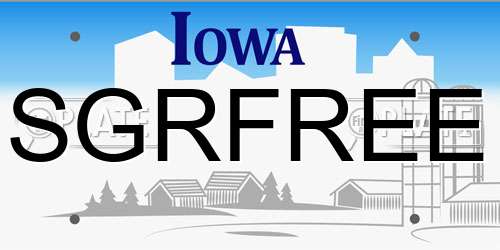 SGRFREE Iowa License Plate
