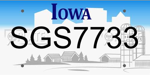 SGS7733 Iowa License Plate