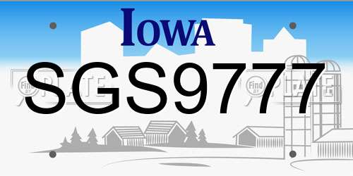 SGS9777 Iowa License Plate