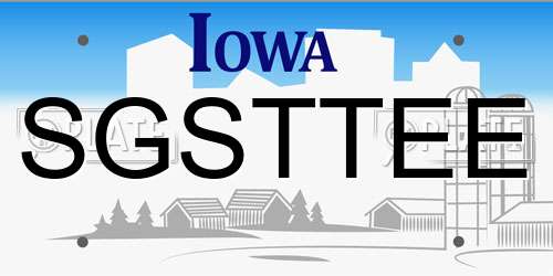 SGSTTEE Iowa License Plate