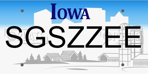 SGSZZEE Iowa License Plate