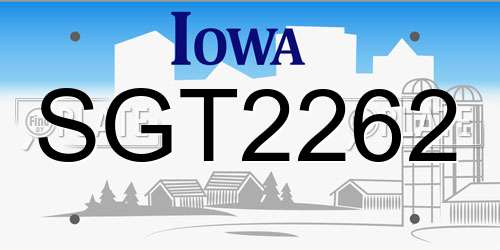 SGT2262 Iowa License Plate