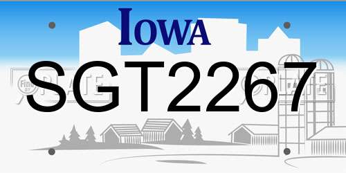 SGT2267 Iowa License Plate