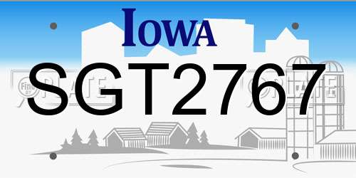 SGT2767 Iowa License Plate