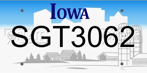 SGT3062 Iowa License Plate