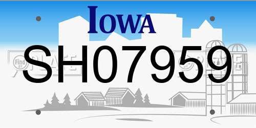 SH07959 Iowa License Plate