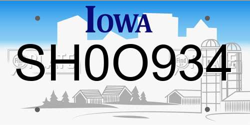 SH0O934 Iowa License Plate