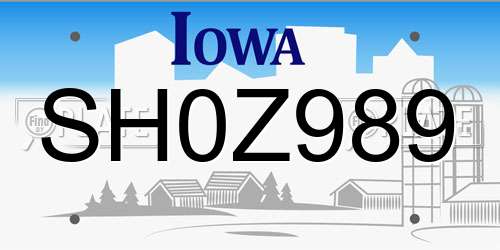 SH0Z989 Iowa License Plate