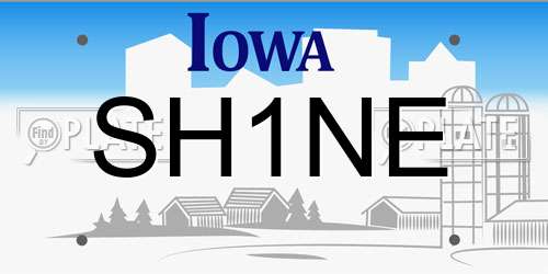 SH1NE Iowa License Plate