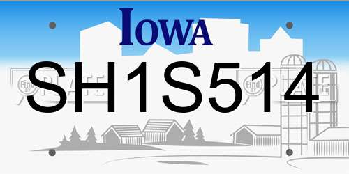 SH1S514 Iowa License Plate