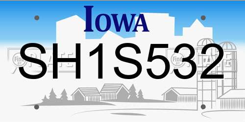 SH1S532 Iowa License Plate