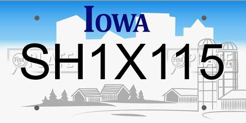 SH1X115 Iowa License Plate