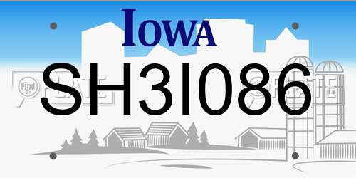 SH3I086 Iowa License Plate
