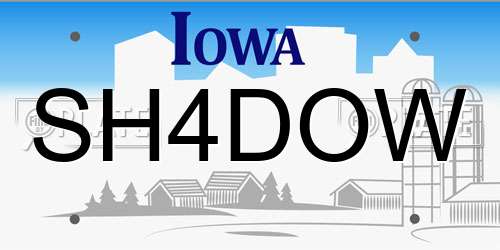 SH4DOW Iowa License Plate