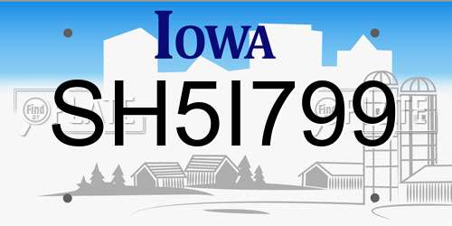 SH5I799 Iowa License Plate