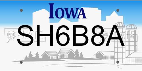SH6B8A Iowa License Plate