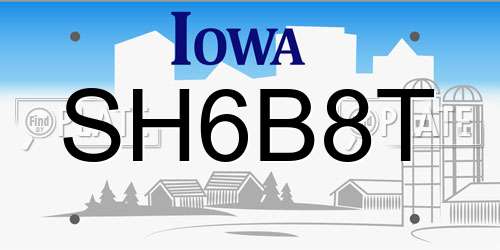 SH6B8T Iowa License Plate