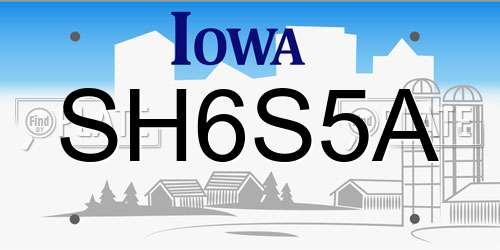 SH6S5A Iowa License Plate