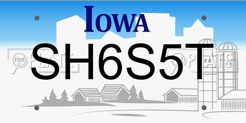 SH6S5T Iowa License Plate
