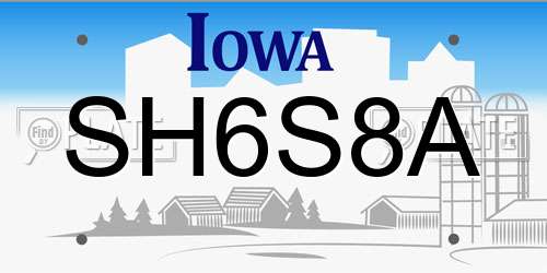 SH6S8A Iowa License Plate