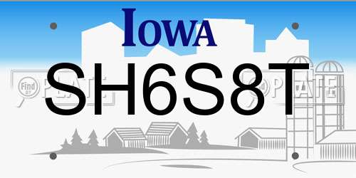 SH6S8T Iowa License Plate