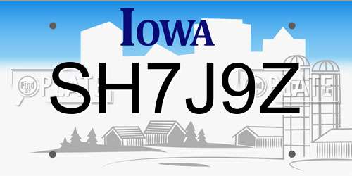 SH7J9Z Iowa License Plate