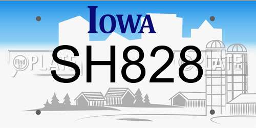 SH828 Iowa License Plate