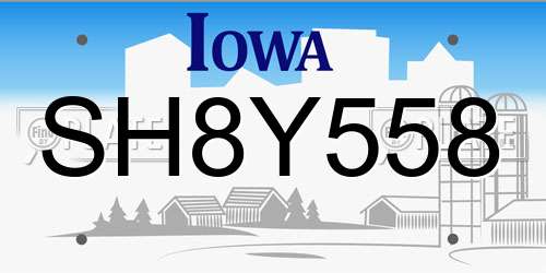 SH8Y558 Iowa License Plate