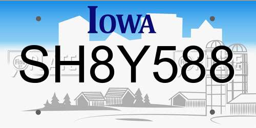 SH8Y588 Iowa License Plate
