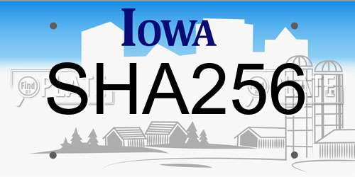 SHA256 Iowa License Plate