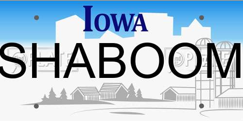 SHABOOM Iowa License Plate
