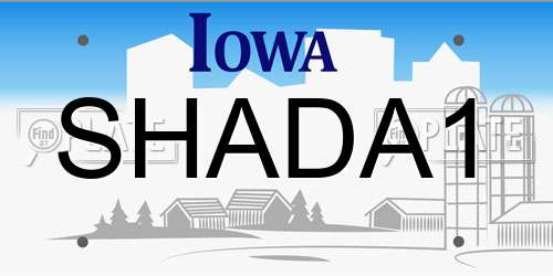 SHADA1 Iowa License Plate
