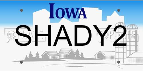 SHADY2 Iowa License Plate