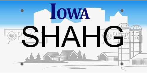 SHAHG Iowa License Plate