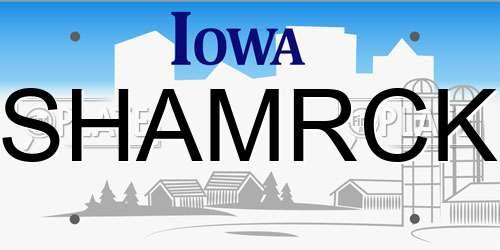 SHAMRCK Iowa License Plate