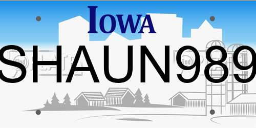 SHAUN989 Iowa License Plate