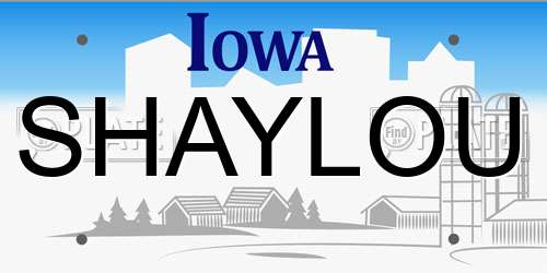 SHAYLOU Iowa License Plate