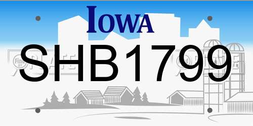 SHB1799 Iowa License Plate