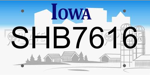 SHB7616 Iowa License Plate