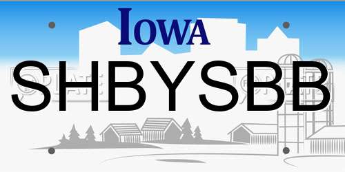 SHBYSBB Iowa License Plate