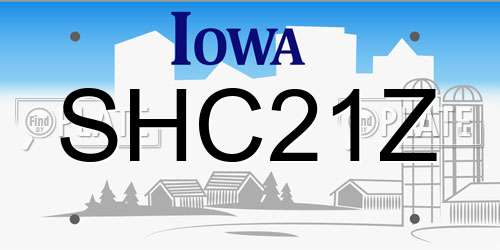 SHC21Z Iowa License Plate