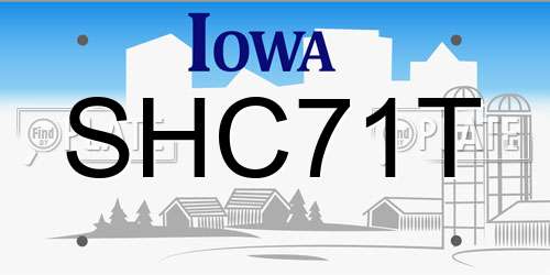 SHC71T Iowa License Plate