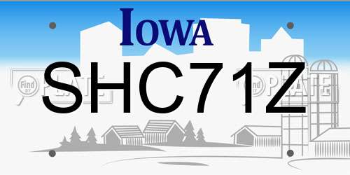 SHC71Z Iowa License Plate